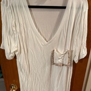 POL White V-Neck T-Shirt